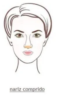 Foto mostrando como maquiar o nariz comprido