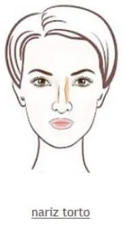 Foto mostrando como maquiar o nariz torto