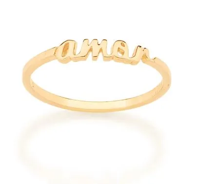 Anel Rommanel skinny ring escrito amor - Código 512887