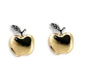 Brinco Rommanel formato maçã com detalhe em ródio/ prata - Cod 520162