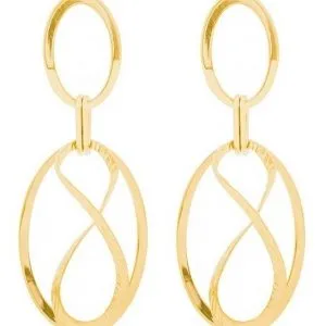 Brinco Rommanel base oval vazada no formato de símbolo do infinito, 6,5 cm - Cód 523313