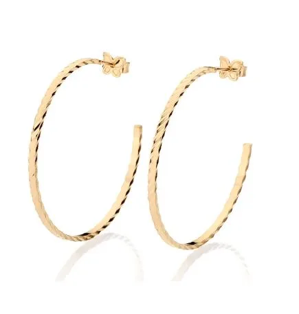 Brinco Rommanel meia argola detalhes diamantados, 3,7 cm diâmetro - Cód 524199