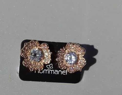 Brincos Rommanel formato de flor com zircônias - Cód 525247 - Imagem 2
