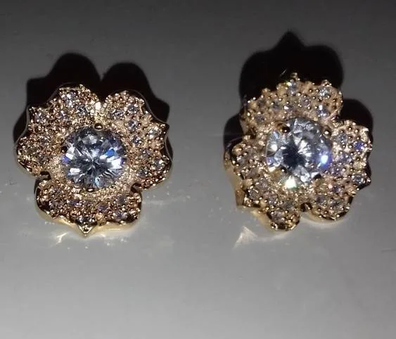 Brincos Rommanel formato de flor com zircônias - Cód 525247
