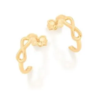 Brinco Rommanel meia argola com símbolo do infinito vazado ao centro, 1,5 cm diâmetro - Cód 526485