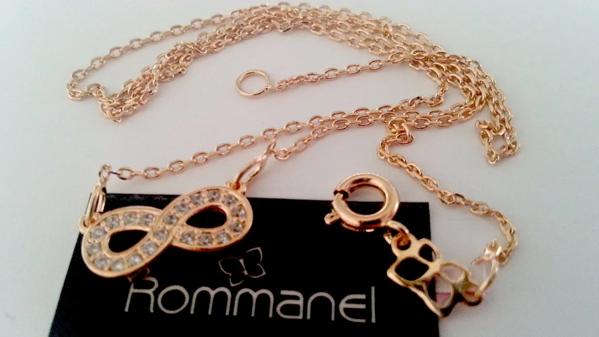 Colar Rommanel feminino elo português e símbolo do infinito com 20 zircônias de 1,25 mm, 42 cm - Cód 531228 - Imagem 2