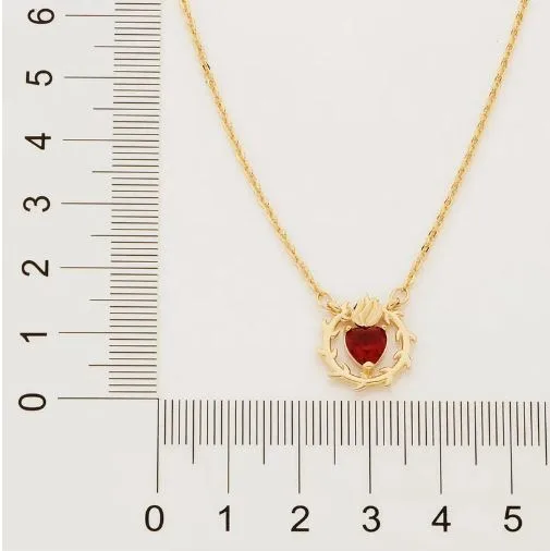 Colar Rommanel feminino elo português com pingente Sagrado Coração de Jesus com 1 cristal formato coração, 50 cm - Cód 532065 - Image 3