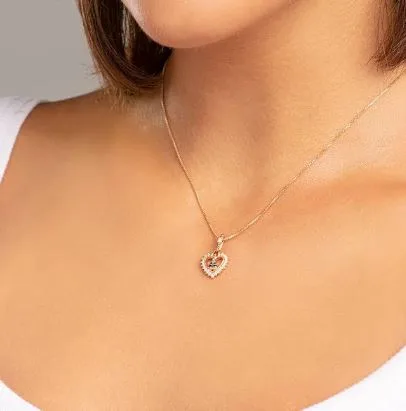Pingente Rommanel formato coração com Nossa Senhora Aparecida cravejado por zircônias - Cód 542259 - Imagem 3