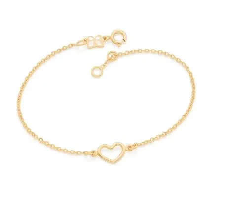 Pulseira Rommanel com pingente formato coração vazado - Cód 551674