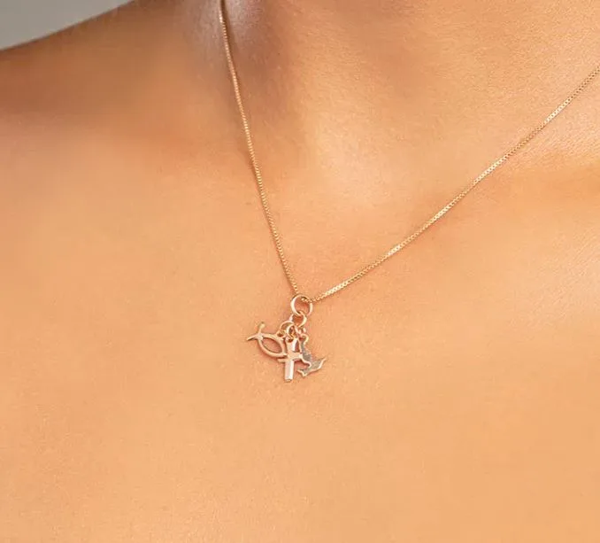 Pingente Rommanel 542266 Espírito Santo, peixe e cruz