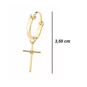 Brinco Rommanel argola com cruz masculino 520293-540180