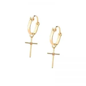 Brinco Rommanel argola com cruz masculino 520293-540180