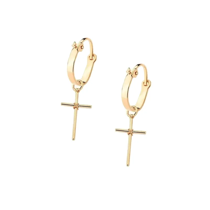 Brinco Rommanel argola com cruz masculino 520293-540180