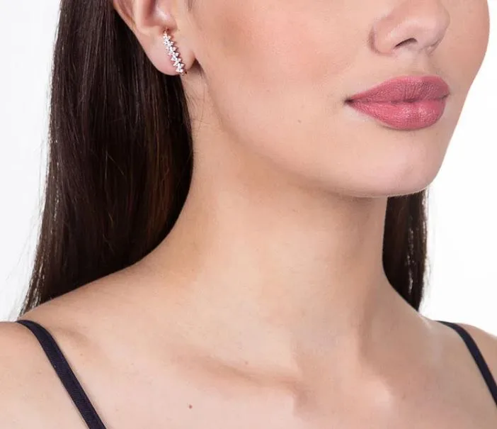 Brinco Rommanel "ear hook" com formato zig zag com 50 zircônias, 2,30 cm - Cód 526097 - Imagem 2