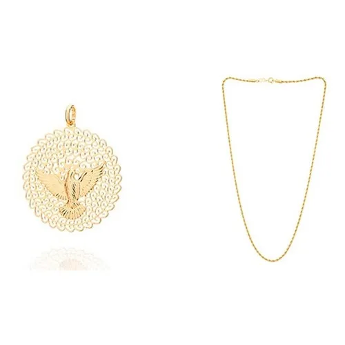 Conjunto Rommanel cordão fio baiano 50 cm (530742) e pingente Nossa Senhora Aparecida (541712)