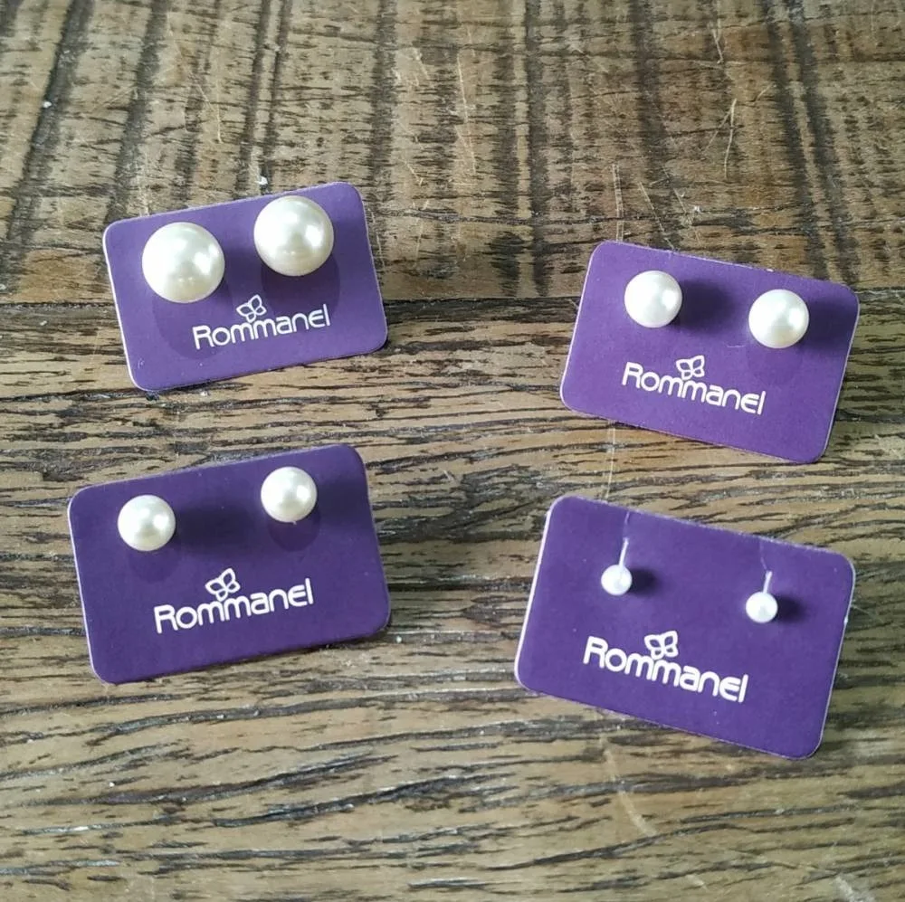 Conjunto Rommanel brincos solitários pérola artificial, 4, 6, 7 e 10 mm diâmetro - Cods 520190-520193-520187-524946