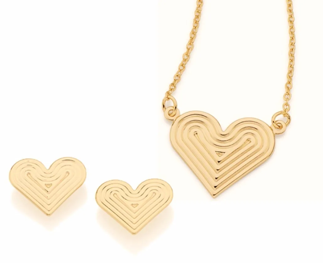 Conjunto Rommanel cordão 531786 e brincos 525836