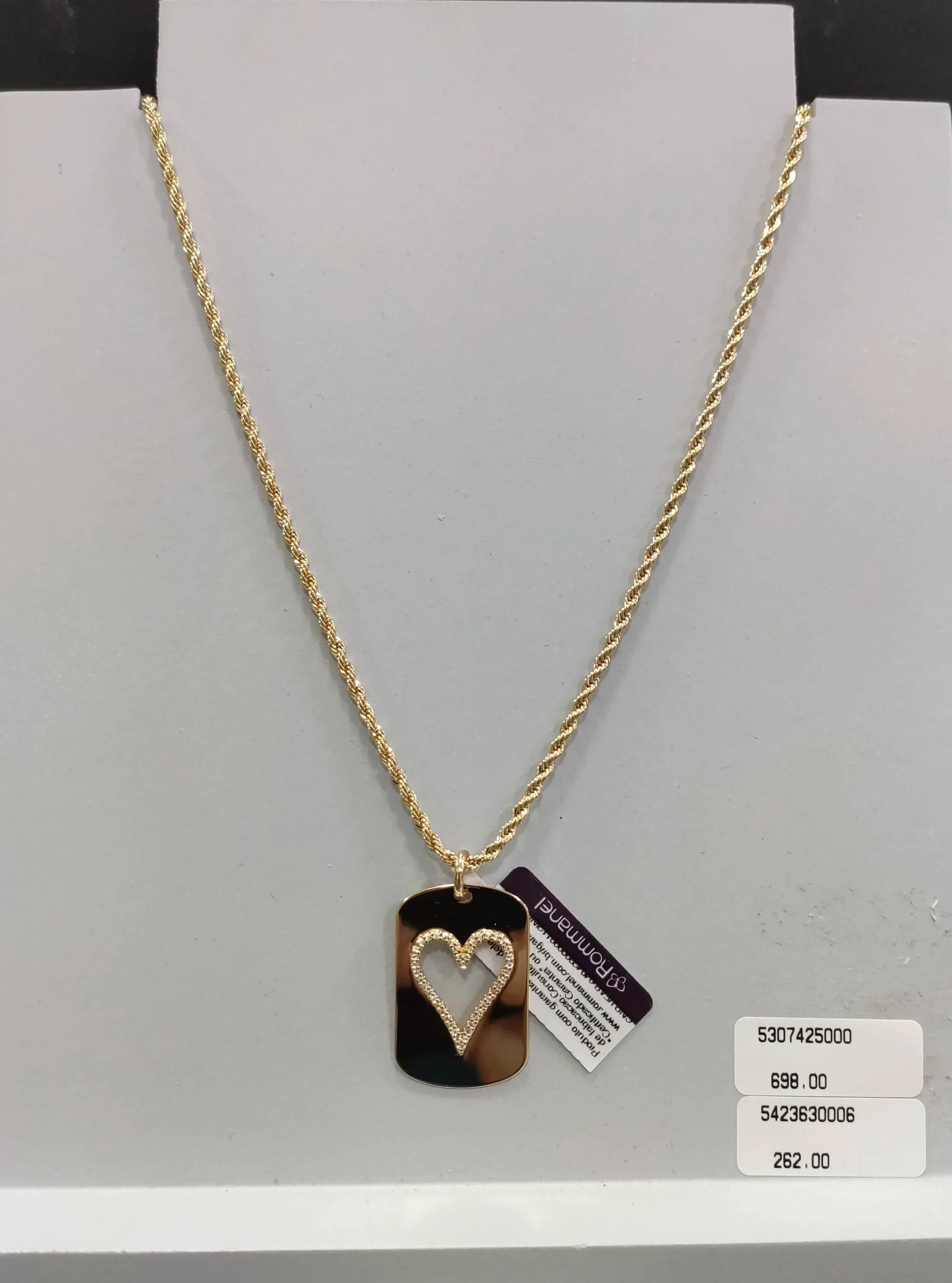 Conjunto Rommanel cordão 530742 e pingente 542363