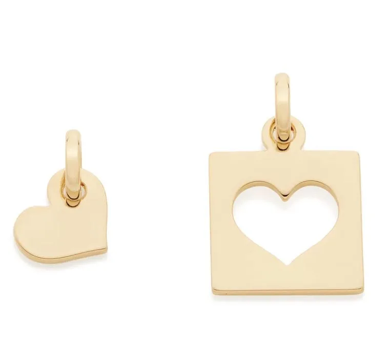 Pingente Rommanel "cara metade" com parte quadrada detalhe de coração vazado centro e outra formato "coração", 1,8 cm x 1,2 cm - Cod 542149 - Imagem 4