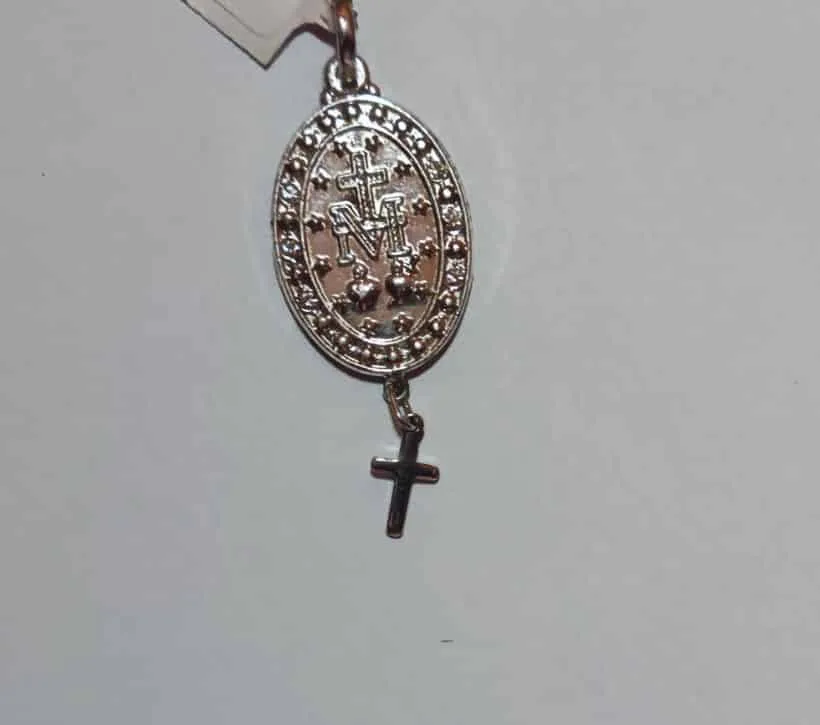 Pingente Rommanel medalha Sagrado coração de Jesus com cristais, medindo 5,0 cm  - Código 140545