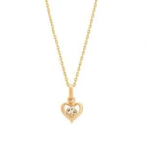 Conjunto cordão e pingente Rommanel com coração vazado e zircônia - 531638 e 540751