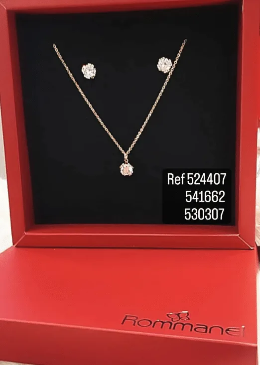 Conjunto Rommanel com cordão 530307, pingent5e 541662 e brincos 524407 
